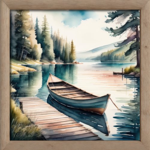 Watercolor Painting of Boat and Dock Poster