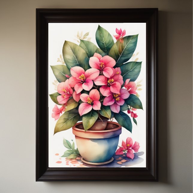 Watercolor Painting of Bouganvillea Pot Pink III Poster (Creator Uploaded)