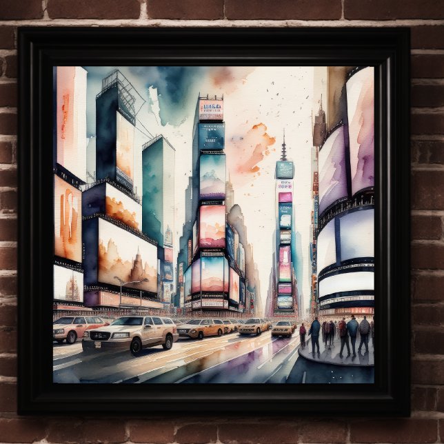 Watercolor Painting of Bustling City Poster (Creator Uploaded)