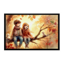 Watercolor Painting of Children in Nature"