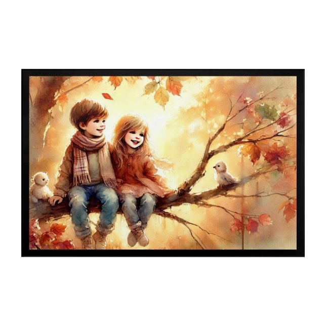 Watercolor Painting of Children in Nature" Acrylic Print (Front)