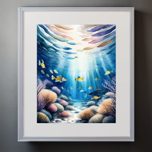 Watercolor Painting of Coral Reef II Poster