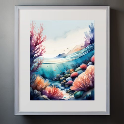 Watercolor Painting of Coral Reef III Poster