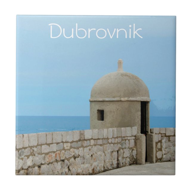 Watercolor painting of Dubrovnik city wall Ceramic Tile (Front)