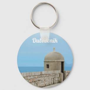 Watercolor painting of Dubrovnik city wall Keychain