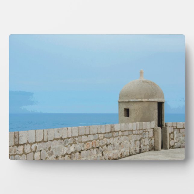 Watercolor painting of Dubrovnik city wall Plaque (Front)