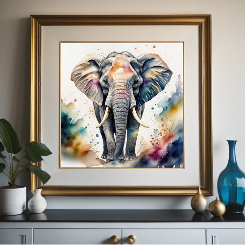 Watercolor Painting of Elephant 11 Poster