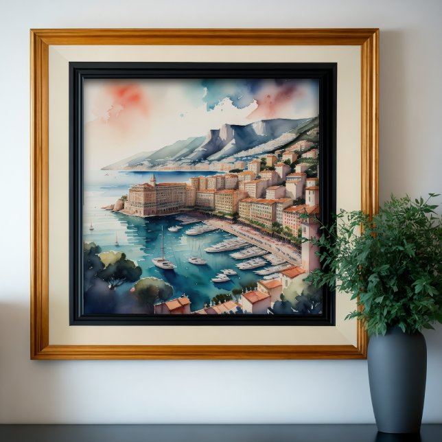 Watercolor Painting of European Mediterranean City Poster (Creator Uploaded)