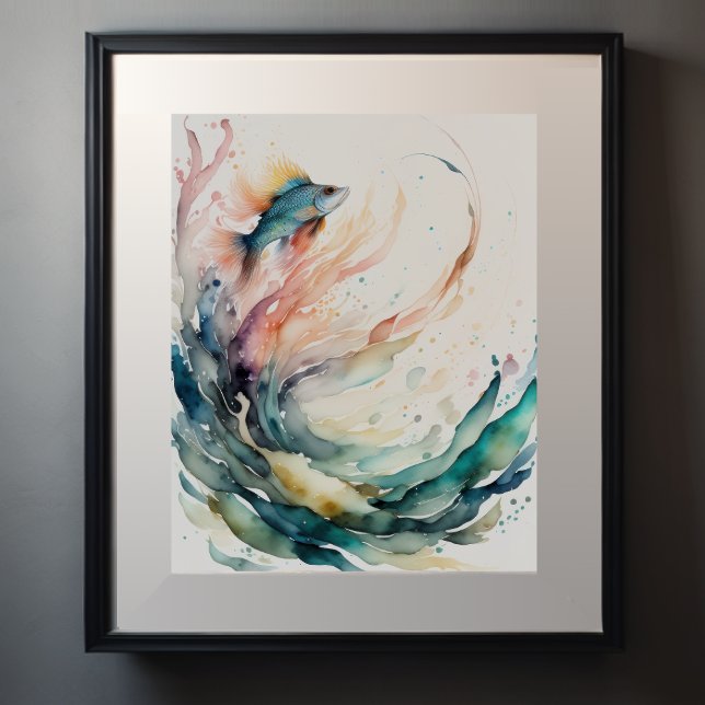 Watercolor Painting of Fish Abstract Poster (Creator Uploaded)