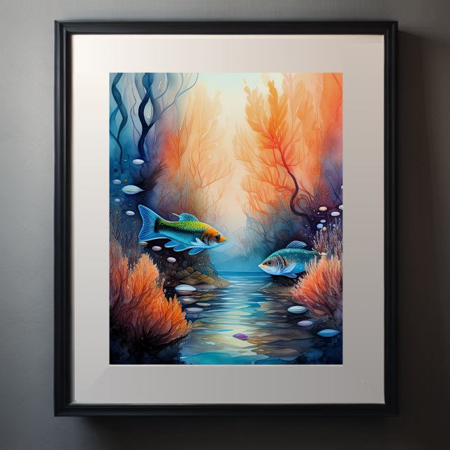 Watercolor Painting of Fish Plants Poster (Creator Uploaded)