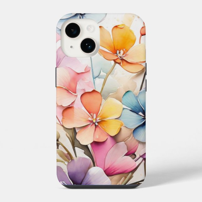 Watercolor Painting of Flowers. iPhone Case (Back)