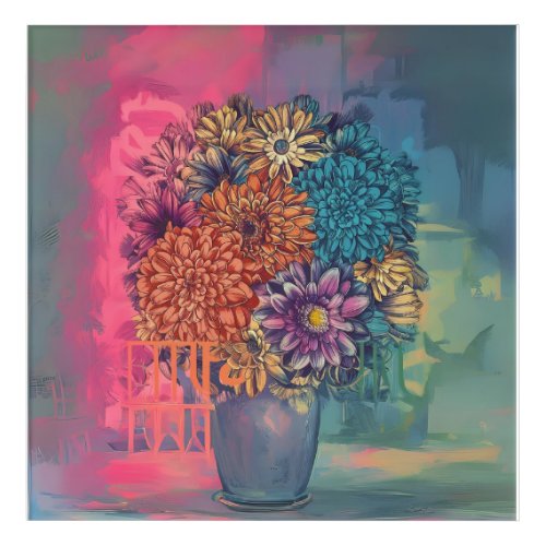 watercolor painting of flowers on a vase  acrylic print