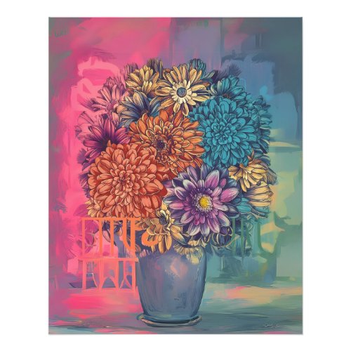 watercolor painting of flowers on a vase  photo print