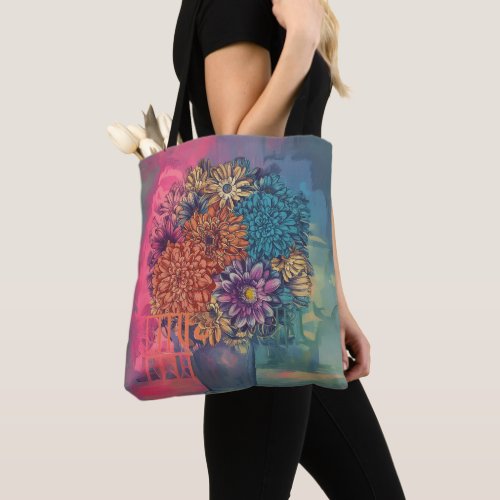 watercolor painting of flowers on a vase  tote bag