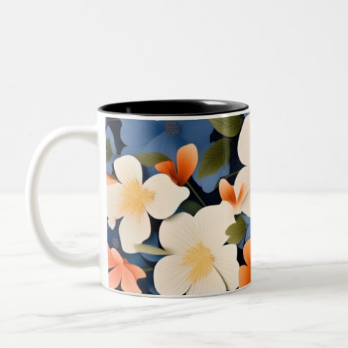 Watercolor painting of flowers Two_Tone coffee mug