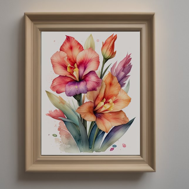 Watercolor Painting of Gladiolas III Poster (Creator Uploaded)