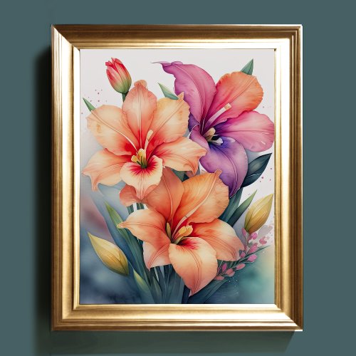 Watercolor Painting of Gladiolas IV Poster