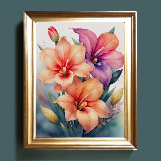 Watercolor Painting of Gladiolas IV Poster (Creator Uploaded)