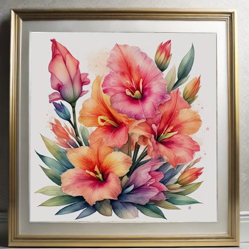 Watercolor Painting of Gladiolas IX Poster