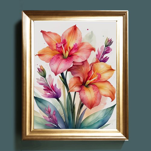 Watercolor Painting of Gladiolas V Poster