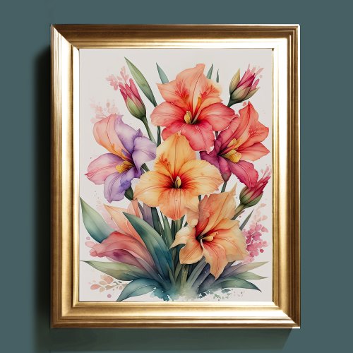 Watercolor Painting of Gladiolas VI Poster