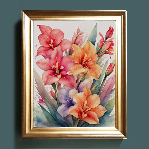 Watercolor Painting of Gladiolas VII Poster