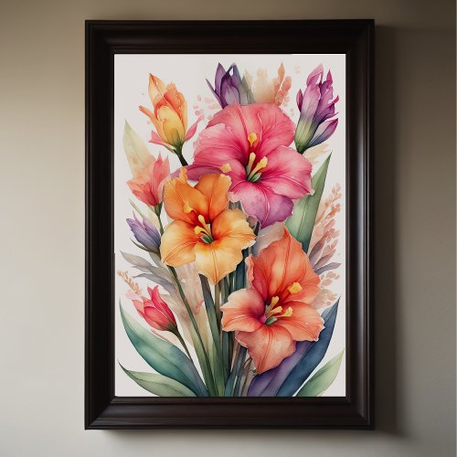 Watercolor Painting of Gladiolas VIII Poster
