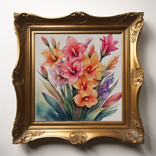 Watercolor Painting of Gladiolas XI Poster