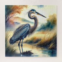 Watercolor Painting of Great Blue Heron