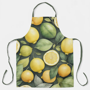 Watercolor Painting of Lemons Apron