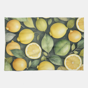 Watercolor Painting of Lemons Kitchen Towel
