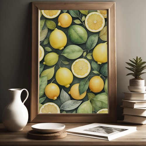 Watercolor Painting of Lemons Poster