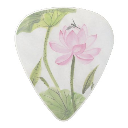 Watercolor Painting Of Lotus Flower 2 Acetal Guitar Pick