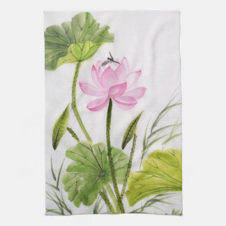 Watercolor Painting Of Lotus Flower 2 Kitchen Towel
