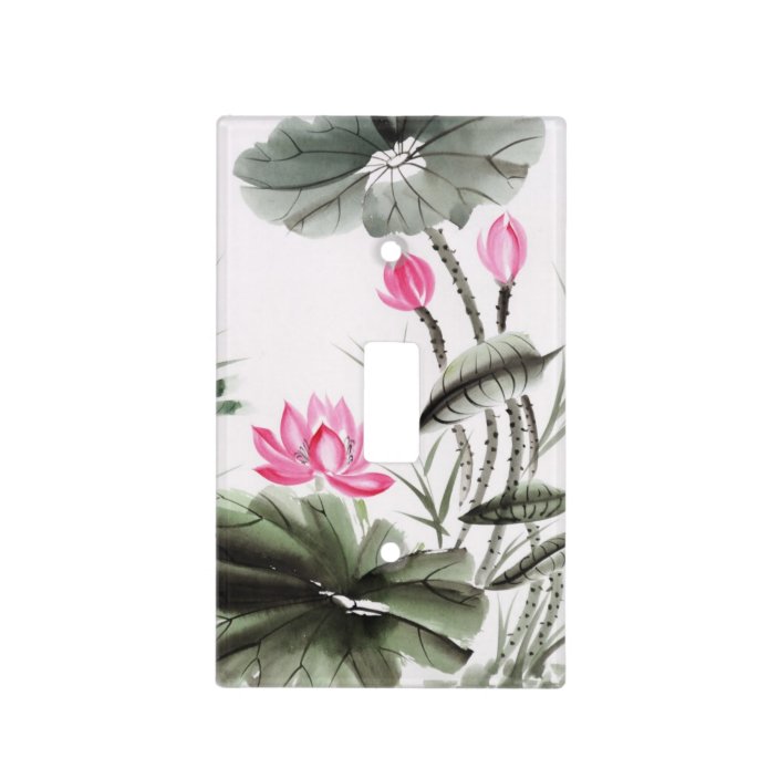 Watercolor Painting Of Lotus Flower 2 Light Switch Cover Zazzle Com