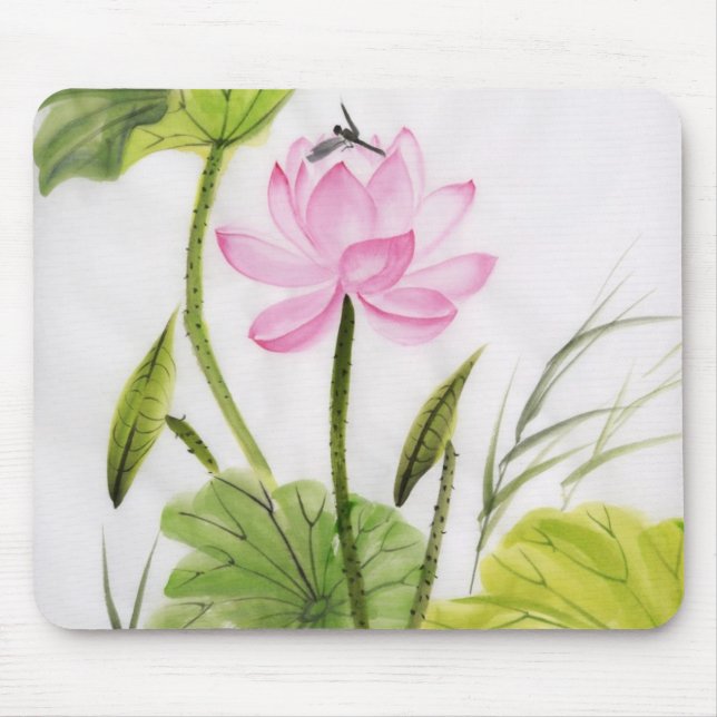 Watercolor Painting Of Lotus Flower 2 Mouse Pad (Front)