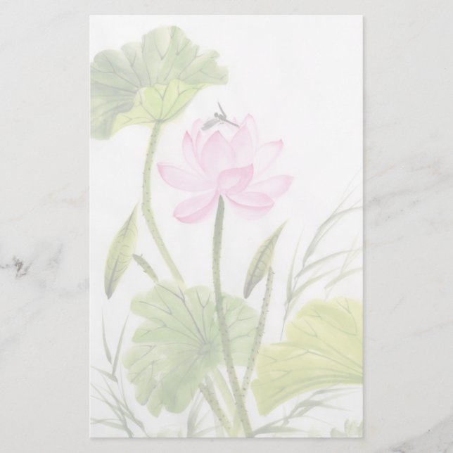 Watercolor Painting Of Lotus Flower 2 Stationery (Front)