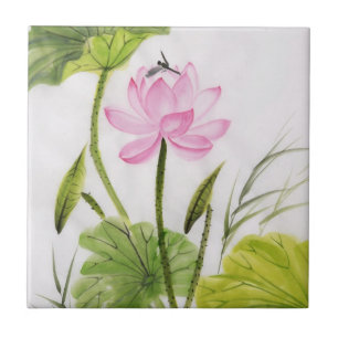 Watercolor Painting Of Lotus Flower 2 Tile