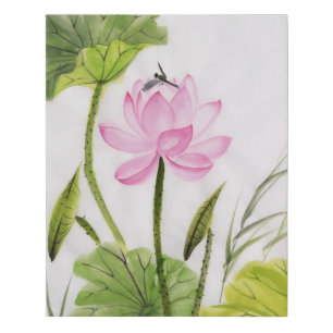 Watercolor Painting Of Lotus Flower Faux Canvas Print
