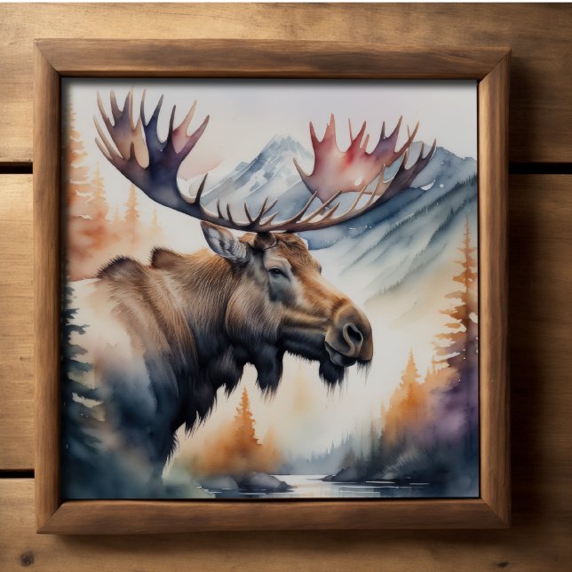 Watercolor Painting of Moose Nature Poster (Creator Uploaded)