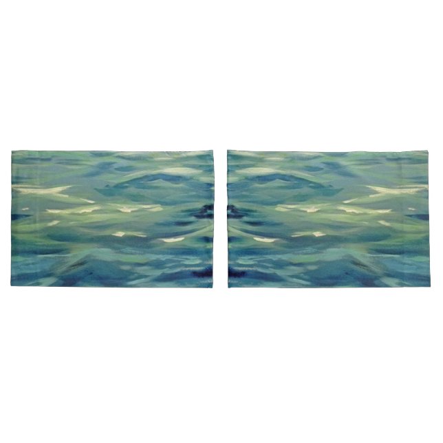 Watercolor Painting Of Ocean Waves Pillow Case (Back-Set)