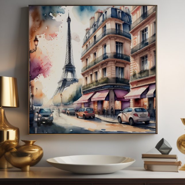 Watercolor Painting of Parisian Street Poster (Creator Uploaded)