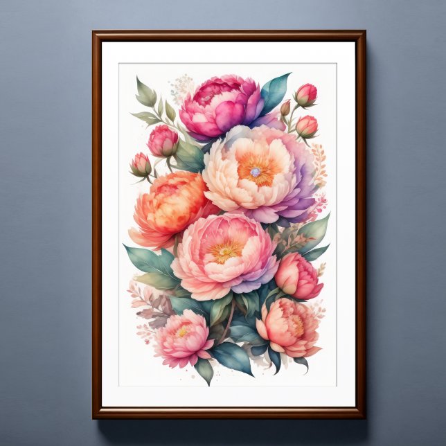 Watercolor Painting of Pink Peonies Poster (Creator Uploaded)