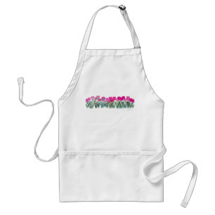 Watercolor Painting of Pink Tulips on Apron