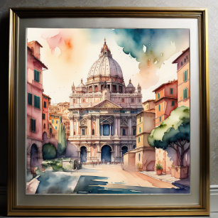 Watercolor Painting of Rome Italy Poster