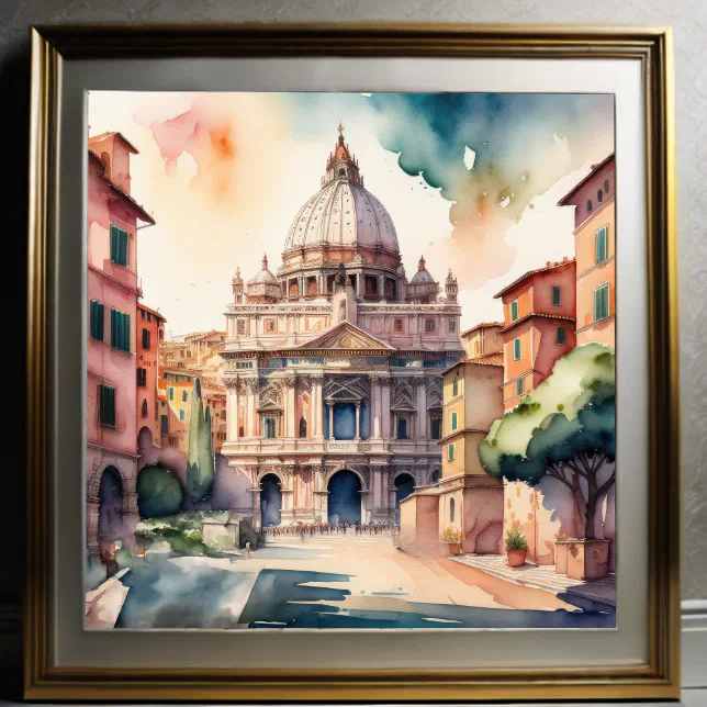 Watercolor Painting of Rome Italy Poster | Zazzle