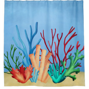 Watercolor painting of sea corals shower curtain