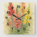 Watercolor Painting of Snapdragons 2 Wall Clock