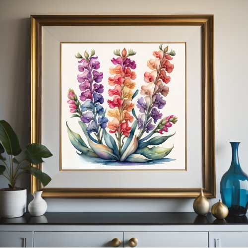 Watercolor Painting of Snapdragons Poster