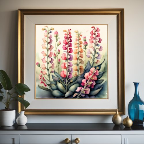 Watercolor Painting of Snapdragons Poster